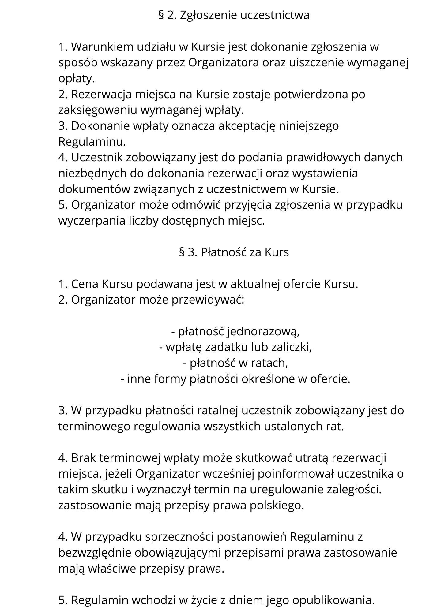 Regulamin kursu Kręgosłup — strona 2 z 12
