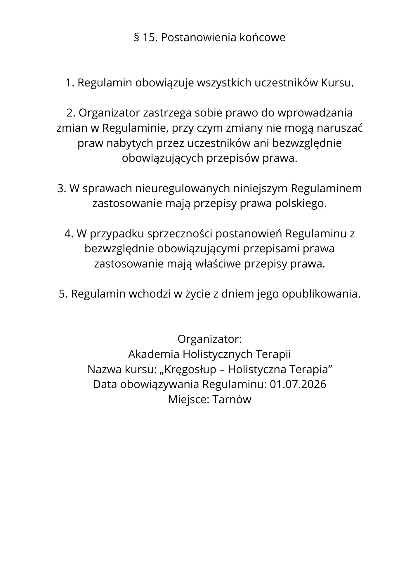 Regulamin kursu Kręgosłup — strona 12 z 12